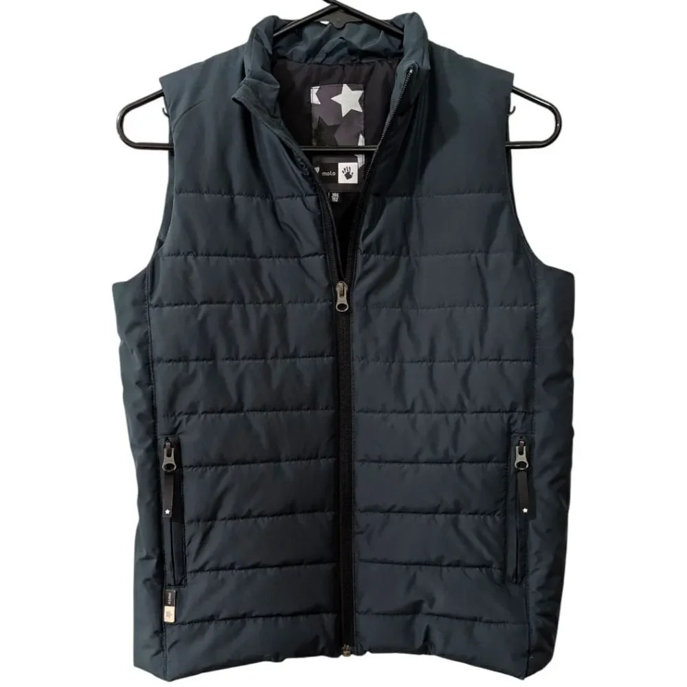 Molo Kids' 11-12 Year Old Dark Green Quilted Puffer Vest Zip Up